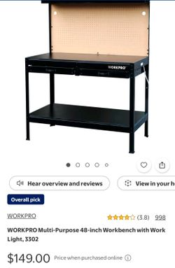 Work bench with light