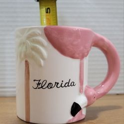 Vintage Ceramic Pink Flamingo Coffee Cup Mug Florida