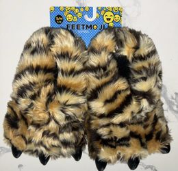 Tiger Animal Plush Slippers With Claws Adult S/M & L/XL New Feetmoji