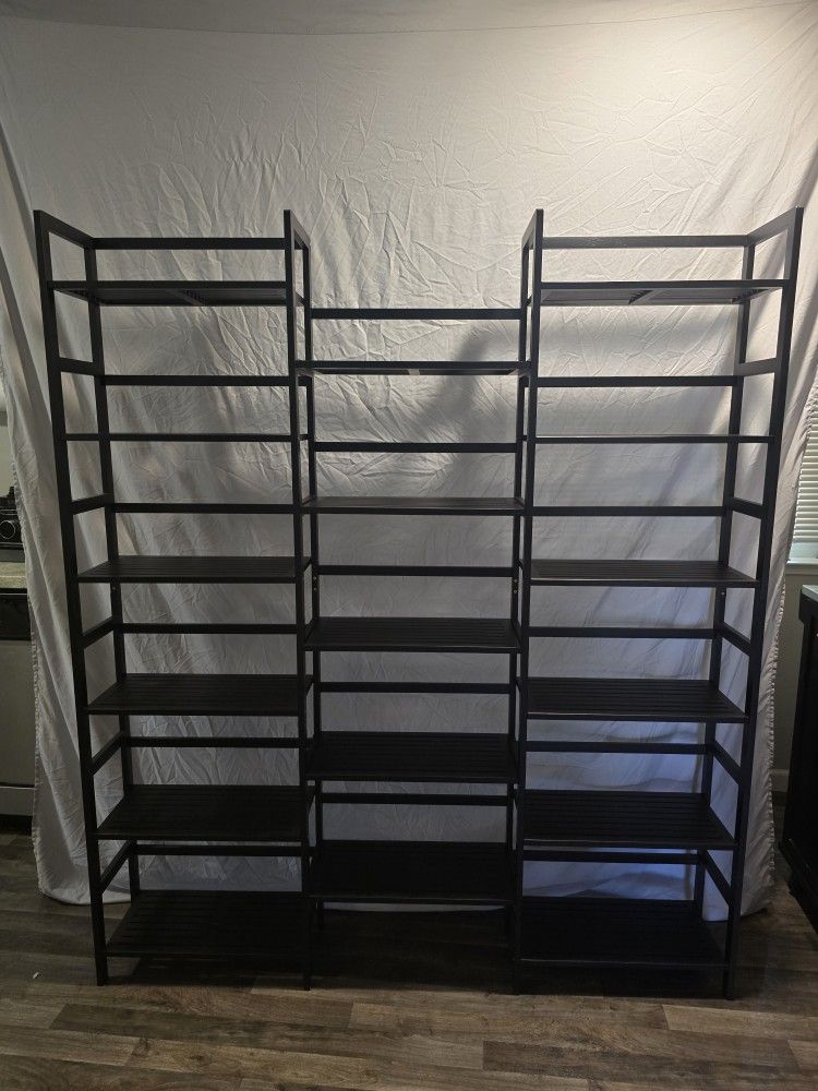 Bamboo Triple Wide Bookshelves Bookcases