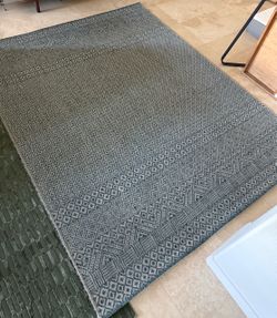 Safavieh grey aqua courtyard indoor/outdoor rug 6’7 x 8’7