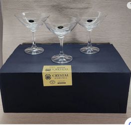 Crystal Bohemia Czech Republic Branta Style Champagne Glasses Set Of 6 180 ML