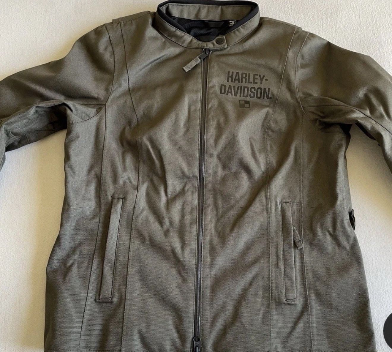 Harley Davidson Women L Courier Triple Vent Waterproof Textile Jacket Green - Large