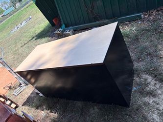 Large metal Storage Chest or Trunk with wood top