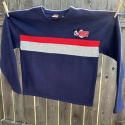 Vintage DISNEY MICKEY MOUSE Comfy Fleece V Neck Pull Over Sweater Sz S 