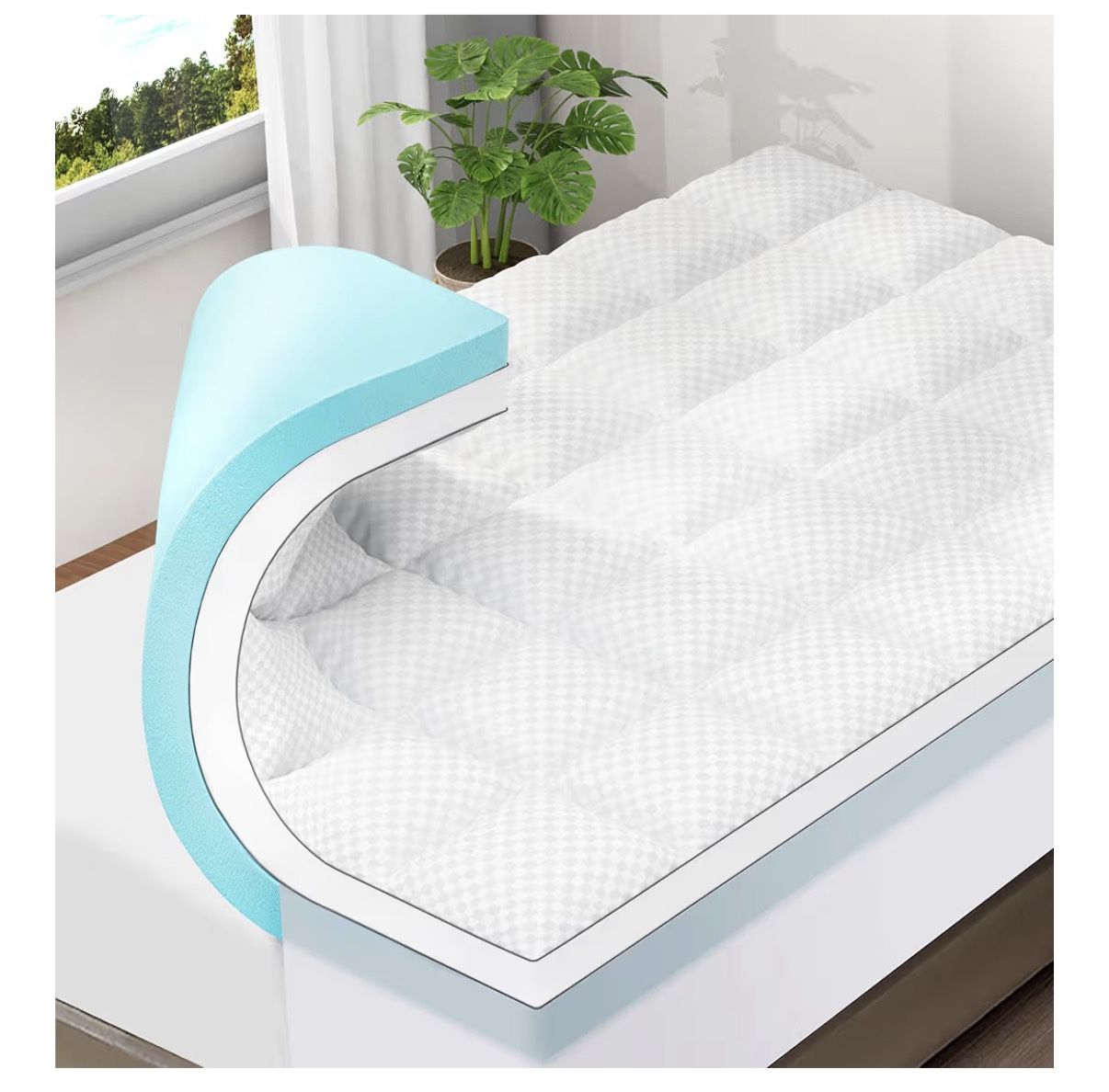 BRAND NEW OLANLY Dual-Layer Memory Foam Mattress Topper – California King – 4 Inch