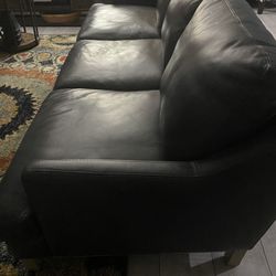 Contemporary Gray Aniline Leather Sofa 