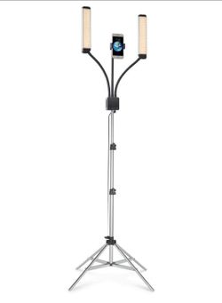 GLAMCOR Multimedia X Portable LED Lighting Kit | Remote Controlled 2700K - 5600K Color Temperature | Smartphone Mount (Grey with Clear Crystals)
