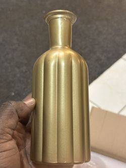 Set Of 3 Gold Flower Vases