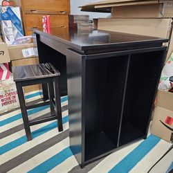 Project Center Desk with 2 Bookcase Sides-Black