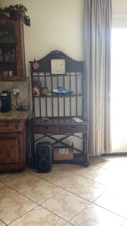 Wicker curio cabinet