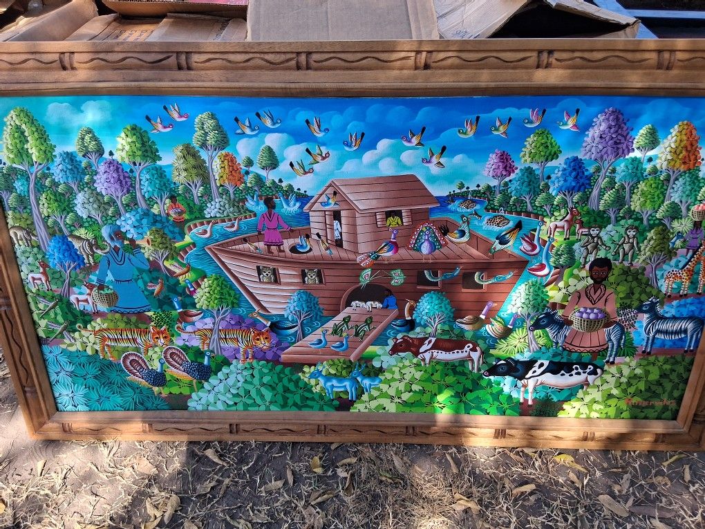 Beautiful.\nHand painted noah's ark painting