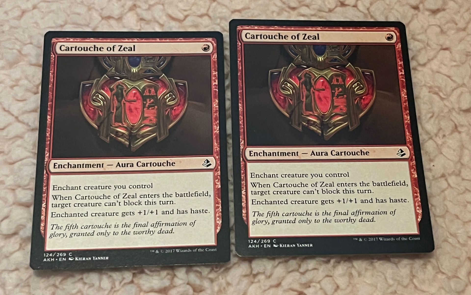 2x Cartouche of Zeal, Amonkhet #124 MTG