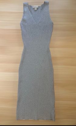 Michael Kors Silver Shimmer Ribbed Bodycon Dress