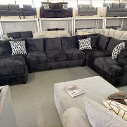 $899 GRAY SOFA & LOVESEAT / BLACK U SHAPE SECTIONAL $1599 