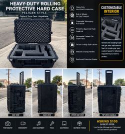 Heavy-Duty Rolling Protective Hard Case – Pelican Style – Customizable Foam