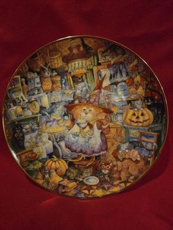 Franklin Mint Heirloom Scaredy Cats Bill Bell Limited Edition Halloween Fall