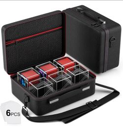 Card Deck Box with Portable Case, 6 Pack Clear Commander Deck Box with 6 Dividers, Holds 600+ Double Sleeved Cards, Fit for MTG, YuGiOh, TCG
