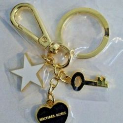 MICHAEL KORS Gold-Tone Key Chain Heart, White Star, Key 