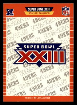 1989 Pro Set Super Bowl XXIII NFL Collectible Card 49ers Bengals