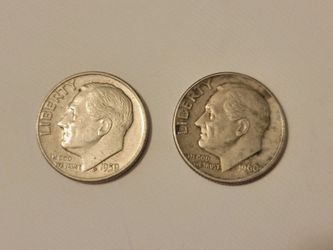 1959 & 1960 "D" mint Roosevelt Silver Dimes — Set of 2