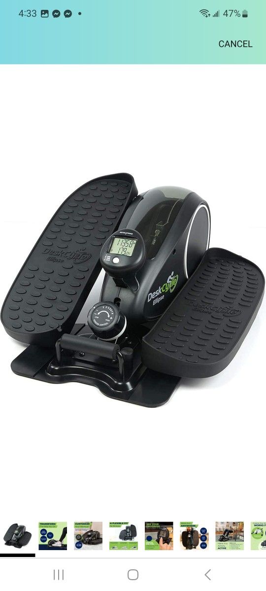 DeskCycle Ellipse Leg Exerciser - Under Desk Elliptical Machine and Foot Pedal Exerciser - Leg Exerciser While Sitting - Compact Under Desk Exercise E