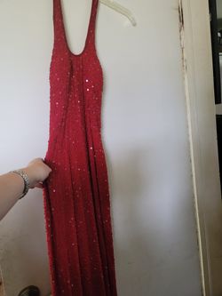 Red Bead and Sequin Prom Dress - Size Small