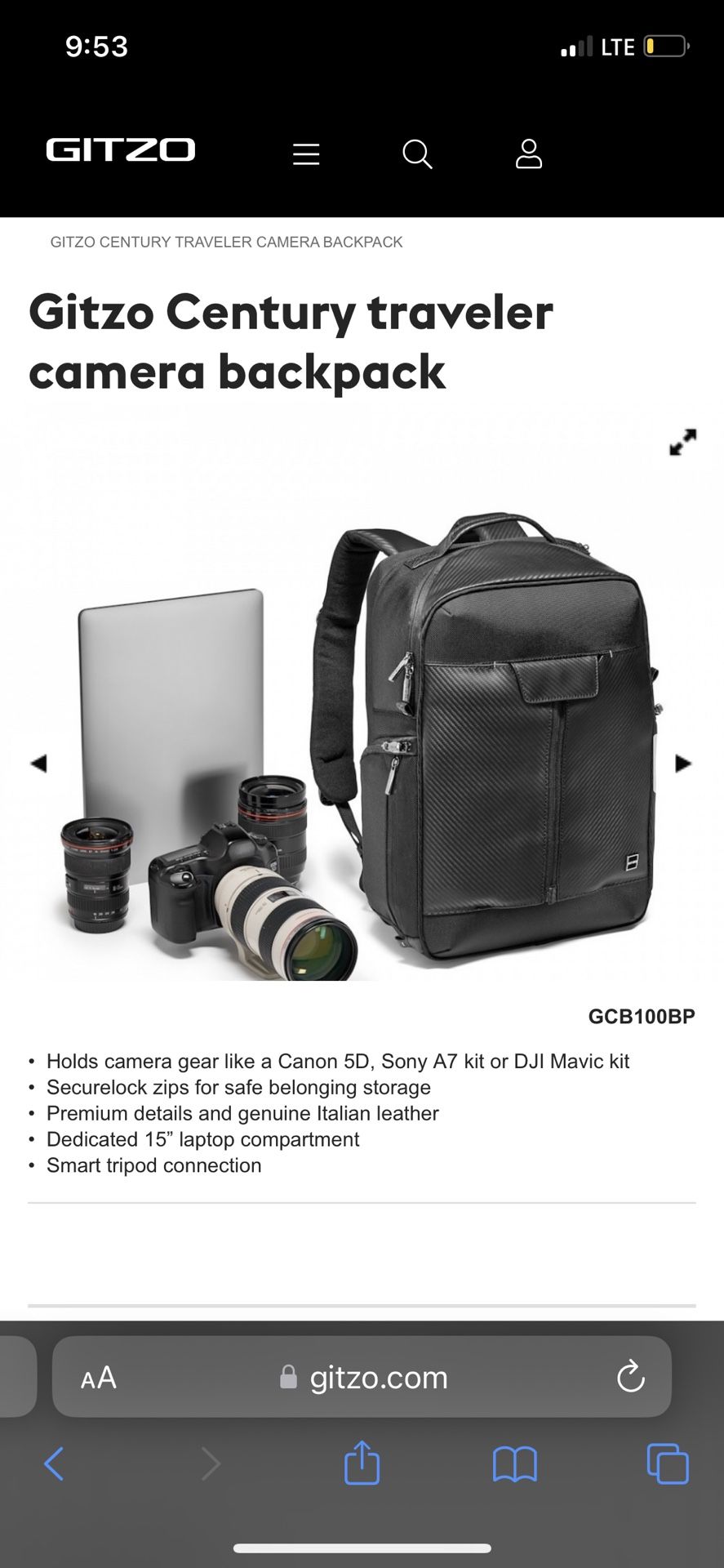 Gitzo Traveling Camera Back Pack
