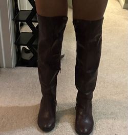 Maroon Over-the-Knee Heeled Boots