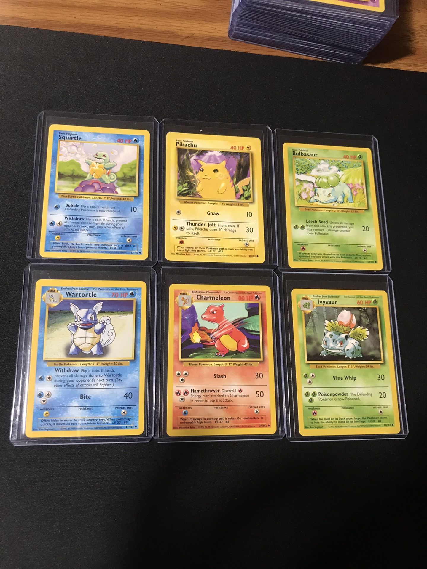 Pokémon Base Set Starters And Pikachu