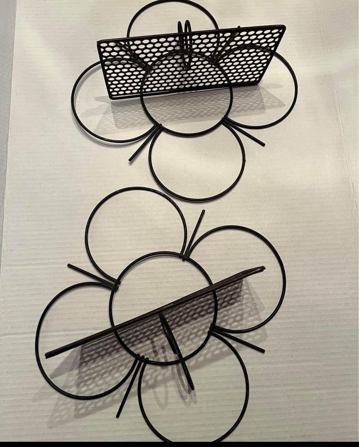Vintage Black WIRE Wall Shelves Atomic Flower 1960’s set of 2 Mid Century Modern