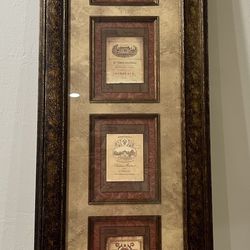 4 French Wine Labels - Framed Picture