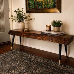 $295 TAKES IT TODAY! Need Space For New BuildsMid Century Modern Solid Wood Coffee Table – Rustic Slab Top