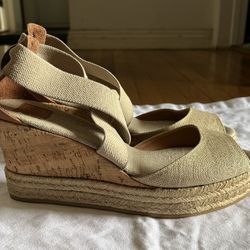 Tory Burch Peep Toe Cork Wedge Sandal NWOB SZ 10