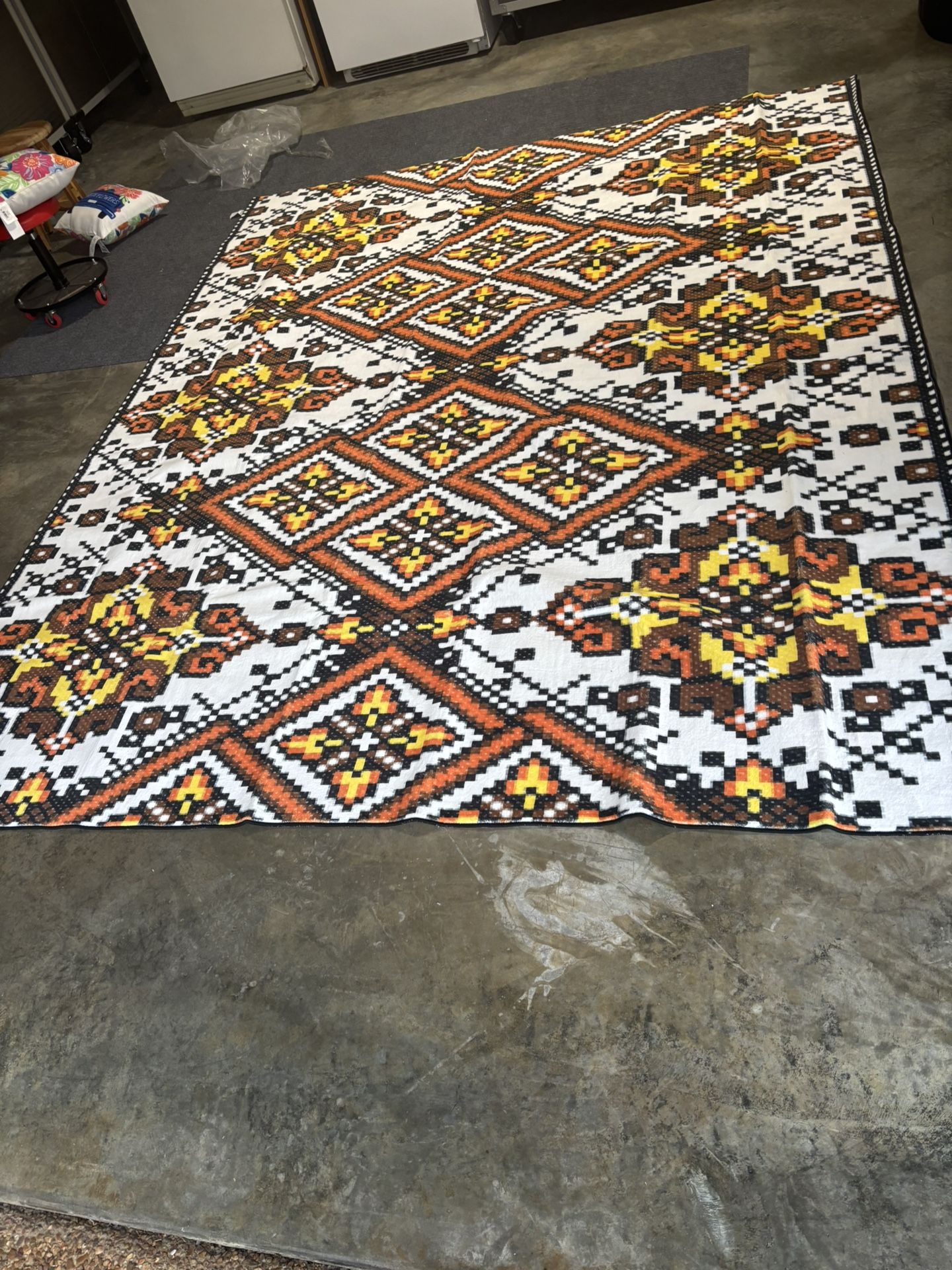 RereLife Abstract Ethnic Area Rug 8x10, Washable Non Shedding Vintage Tribal Geometry Texture NEW
