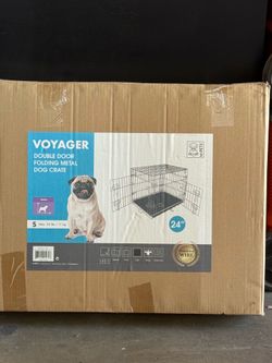 Voyager Pets Double Door Folding Metal Dog Crate Small 24"