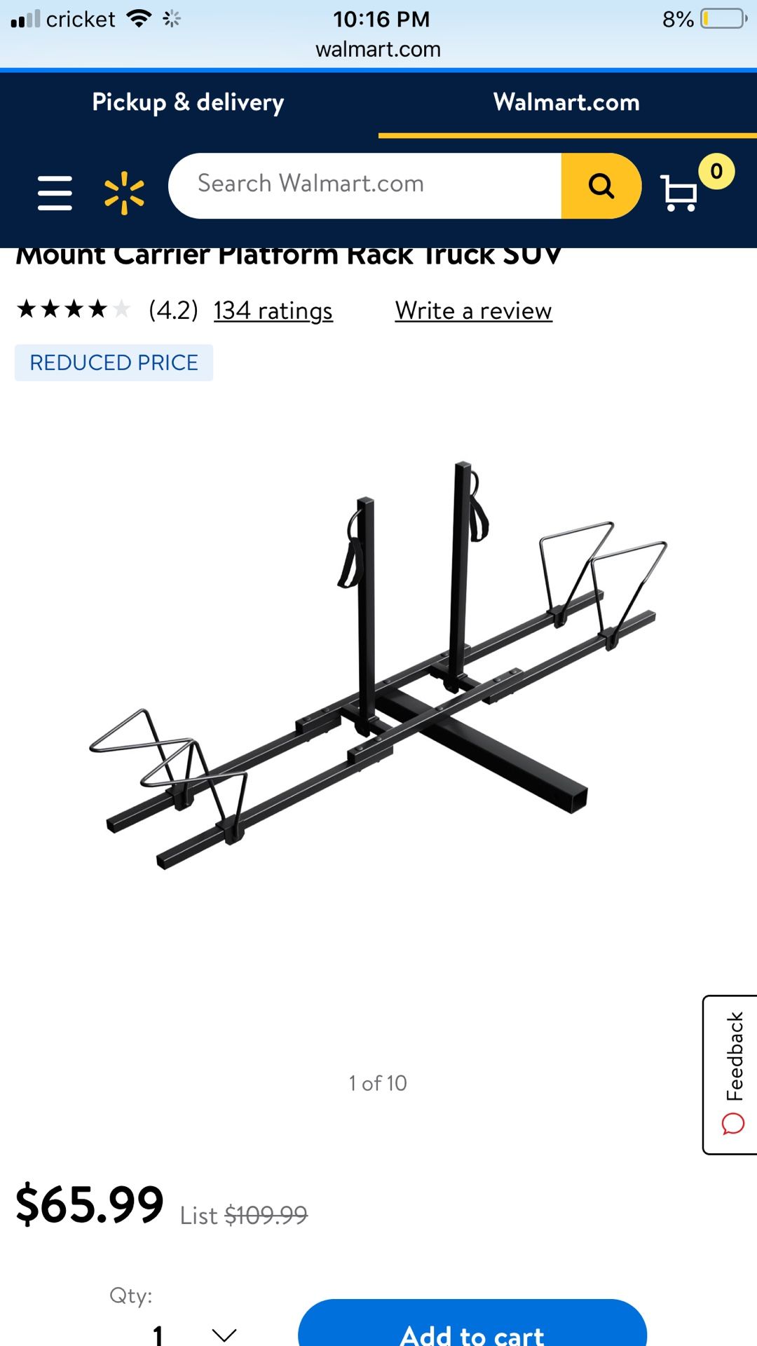 Bike hanger for a car