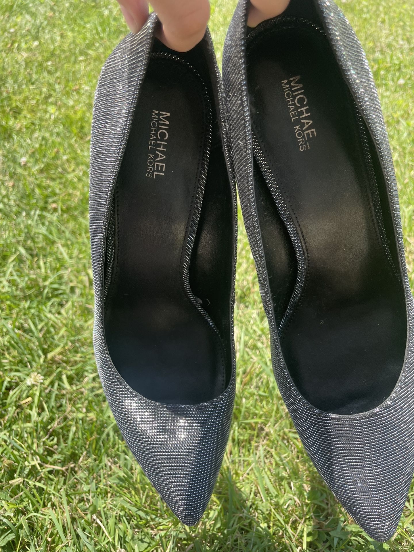 Micheal Kors Silver Heels Size 9