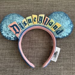 Disneyland Marquee Sign Sequins Mickey Headband Ears