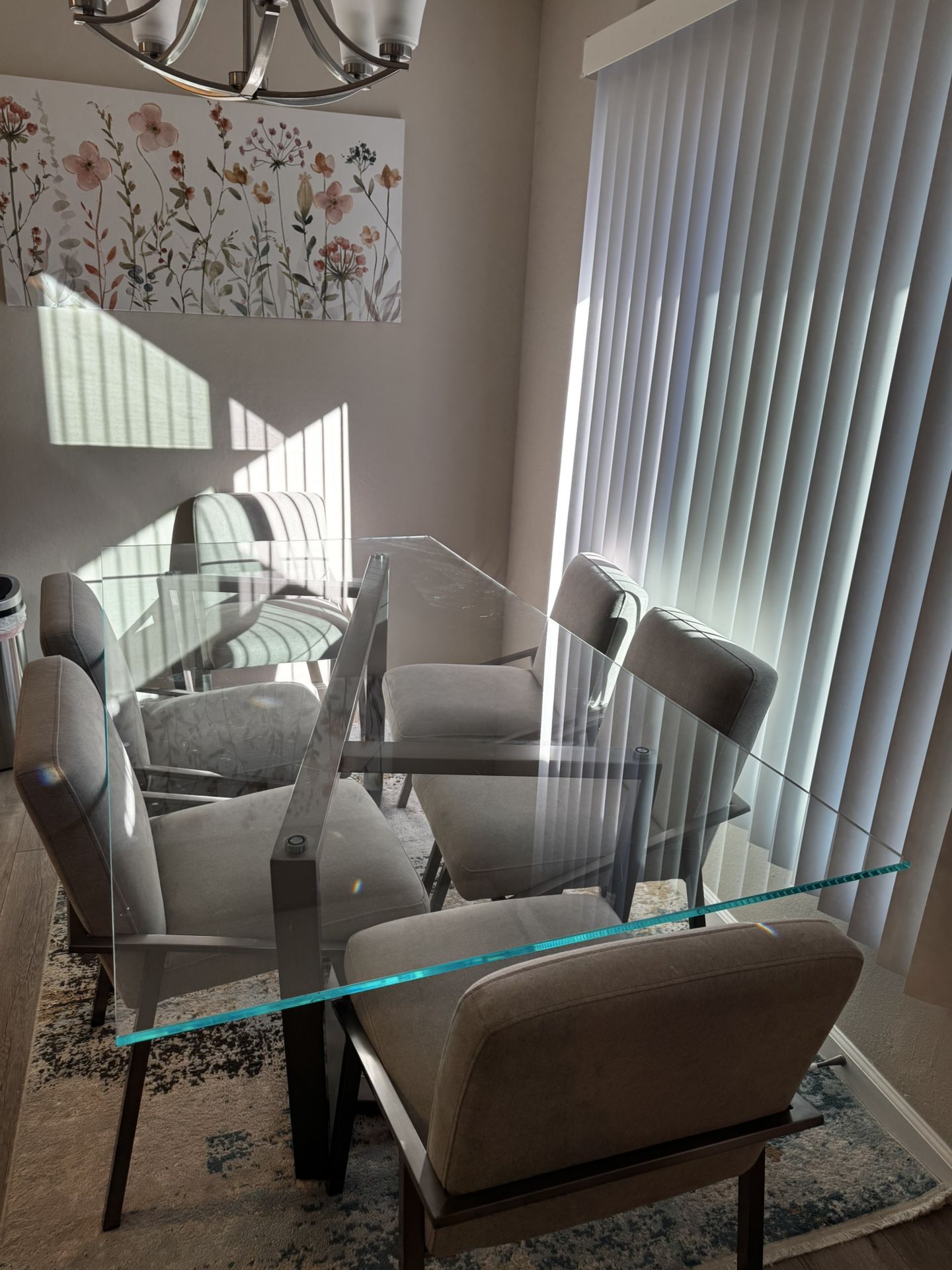 Glass Dining Table + 6 Chairs