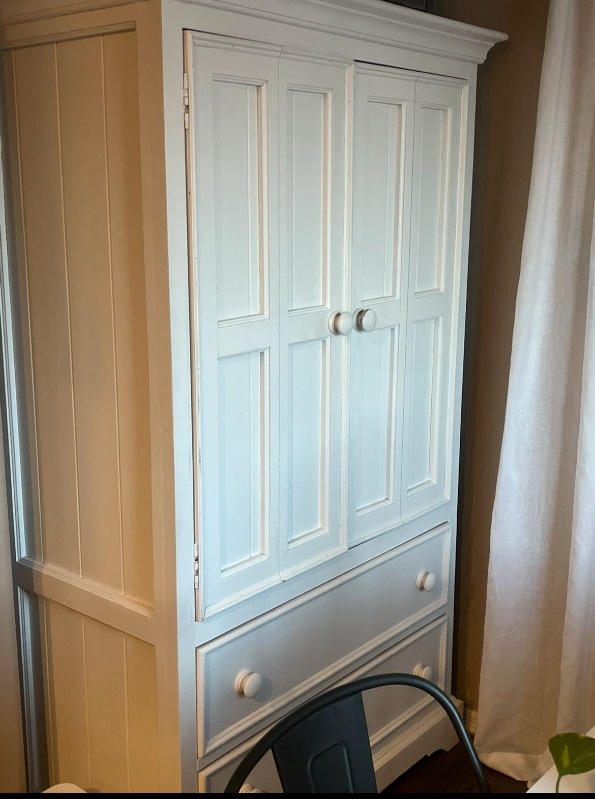 White Wood Armoire With Shelves