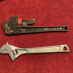 Husky Pipe Wrench And Crescent Wrench