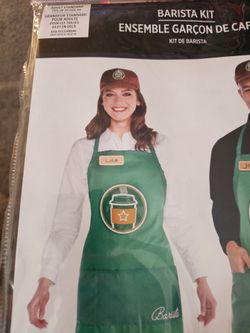 New 3 Piece Kit Barista Kit Costume Adult Halloween