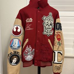 Civil Regime x Star Wars Collared Lettermen Jacket Red Large Used