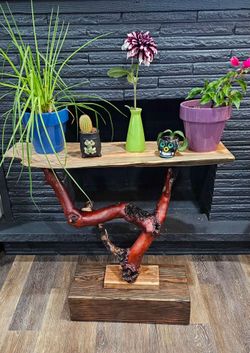 Handmade Wooden Table or Plant Stand using reclaimed wood