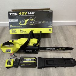  RYOBI 40V HP Brushless 16 in. Battery Chainsaw with 4.0 Ah Battery and Charger