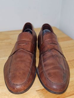 PRADA Men's Cognac Brown Leather Penny Loafers Size Us 8.5 (USED)