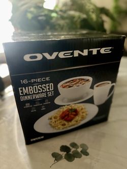 Ovente 16-Piece Embossed Dinnerware Set