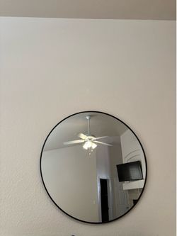 Modern Circular Wall Mirror – Black Finish