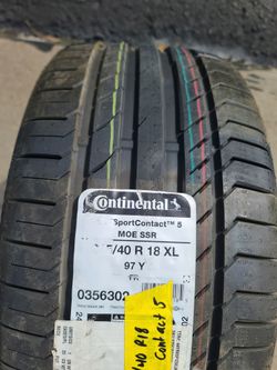 Single (1) 245 40 18 Continental ContiSportContact 5 SSR RunFlat tire